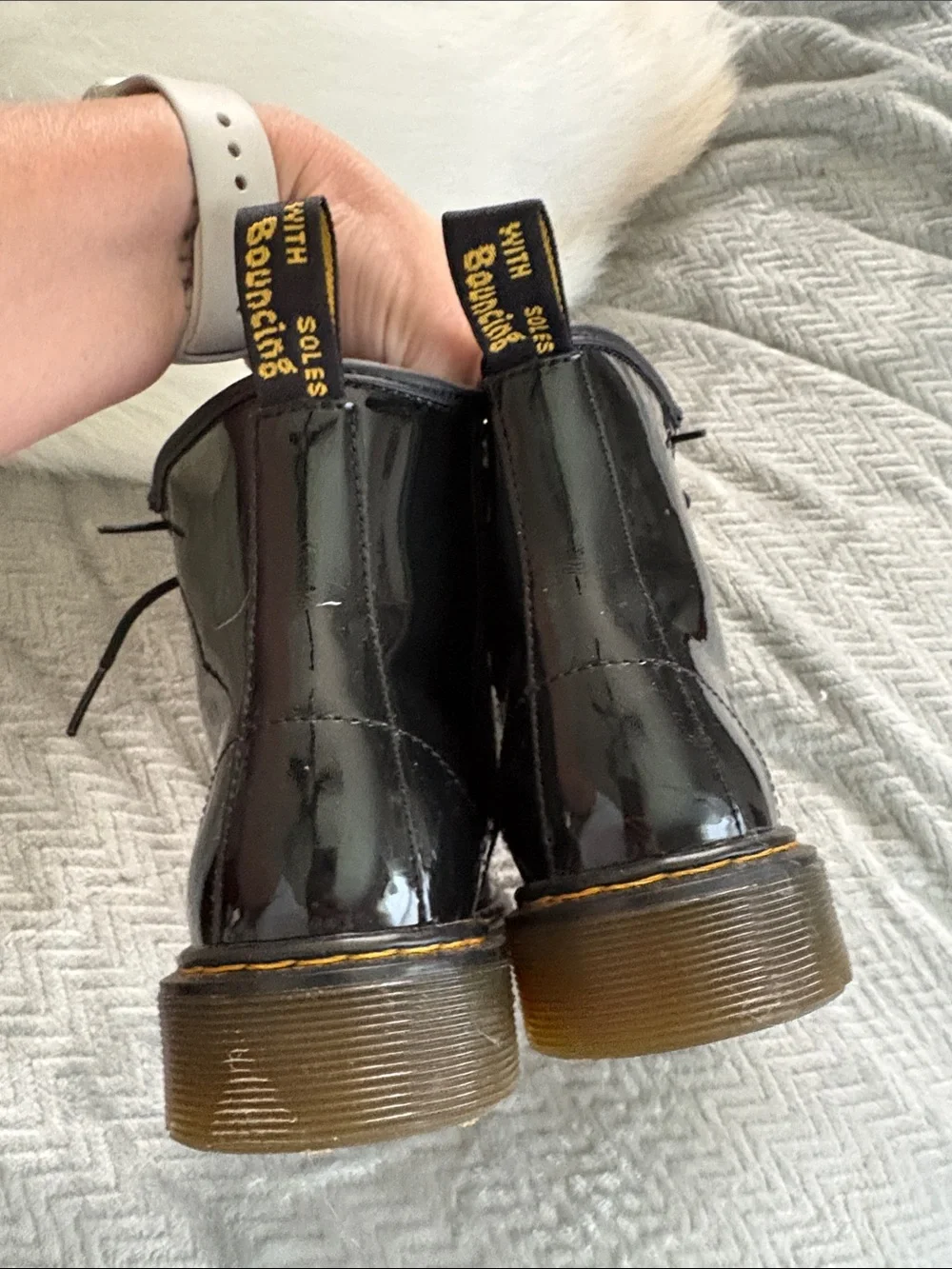 Dr. Martens Black Patent Leather Lace-Up Combat Boots